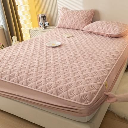 91家纺网 家纺一手货源 找家纺 （总）鑫钰 2023秋冬年新款高克重牛奶绒夹棉床笠床罩席梦思保护套