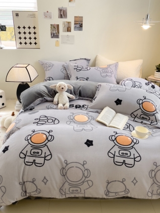 91家纺网 家纺一手货源 找家纺 宅部落2023新款牛奶绒四件套法莱绒三件套