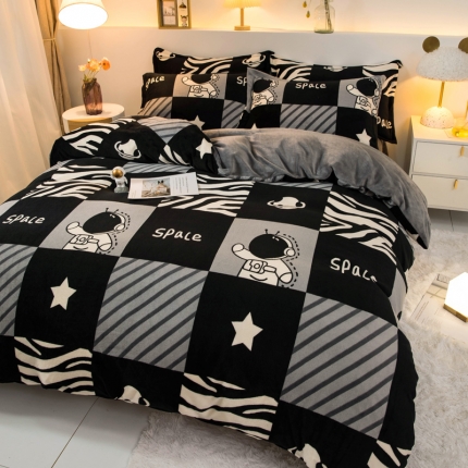 91家纺网 家纺一手货源 找家纺 宅部落2023新款牛奶绒四件套法莱绒三件套