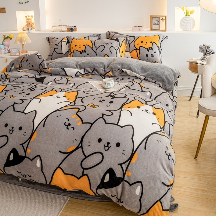 91家纺网 家纺一手货源 找家纺 宅部落2023新款牛奶绒四件套法莱绒三件套