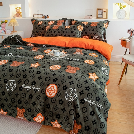 91家纺网 家纺一手货源 找家纺 宅部落2023新款牛奶绒四件套法莱绒三件套