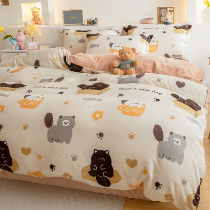 91家纺网 家纺一手货源 找家纺 宅部落2023新款牛奶绒四件套法莱绒三件套