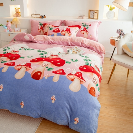 91家纺网 家纺一手货源 找家纺 宅部落2023新款牛奶绒四件套法莱绒三件套