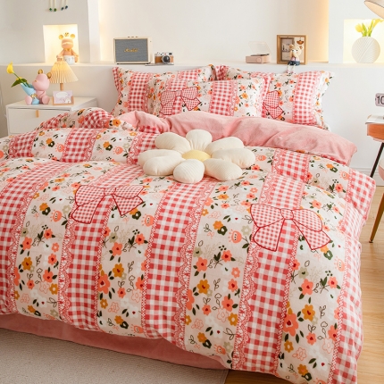 91家纺网 家纺一手货源 找家纺 宅部落2023新款牛奶绒四件套法莱绒三件套