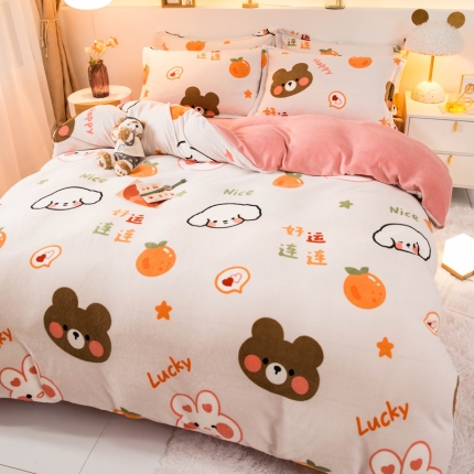 91家纺网 家纺一手货源 找家纺 宅部落2023新款牛奶绒四件套法莱绒三件套