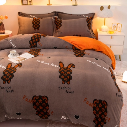 91家纺网 家纺一手货源 找家纺 宅部落2023新款牛奶绒四件套法莱绒三件套