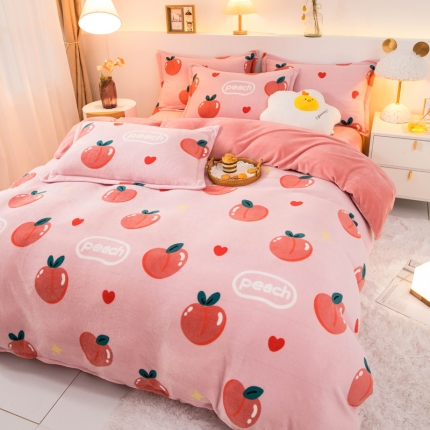 91家纺网 家纺一手货源 找家纺 宅部落2023新款牛奶绒四件套法莱绒三件套