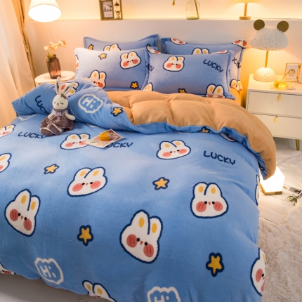 91家纺网 家纺一手货源 找家纺 宅部落2023新款牛奶绒四件套法莱绒三件套