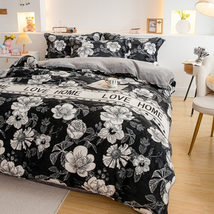 91家纺网 家纺一手货源 找家纺 宅部落2023新款牛奶绒四件套法莱绒三件套