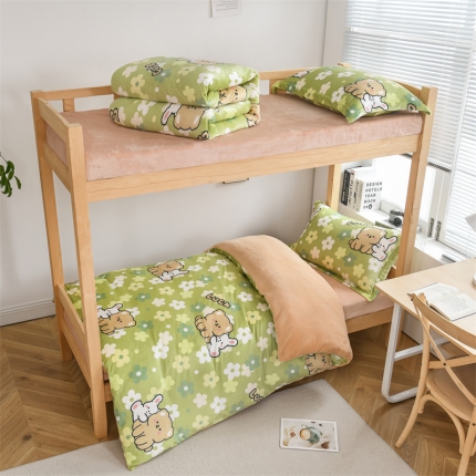 91家纺网 家纺一手货源 找家纺 （总）宅部落2023新款学生宿舍牛奶绒三件套单人法莱绒四件套