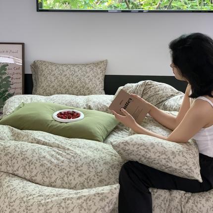 91家纺网 家纺一手货源 找家纺 源启生活2023新款亲肤舒适秋冬全棉针织棉四件套 遇见