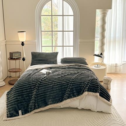 91家纺网 家纺一手货源 找家纺 （总）网客 2024新款高克重纯色兔毛绒休闲毯