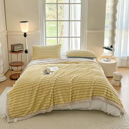 91家纺网 家纺一手货源 找家纺 网客 2024新款高克重纯色兔毛绒休闲毯 暖阳黄