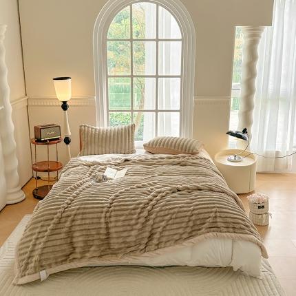 91家纺网 家纺一手货源 找家纺 （总）网客 2024新款高克重纯色兔毛绒休闲毯