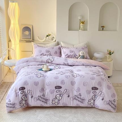 91家纺网 家纺一手货源 找家纺 （总）网客 2024新款亲肤水洗双层纱豆豆被