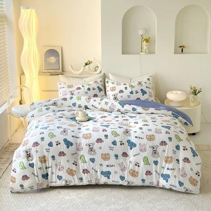 网客 2024新款亲肤水洗双层纱豆豆被 动物派对