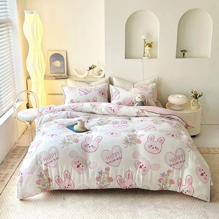 网客 2024新款亲肤水洗双层纱豆豆被 开心兔宝