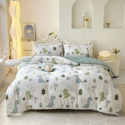 网客 2024新款亲肤水洗双层纱豆豆被 恐龙世界