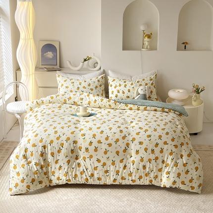 网客 2024新款亲肤水洗双层纱豆豆被 小桔子