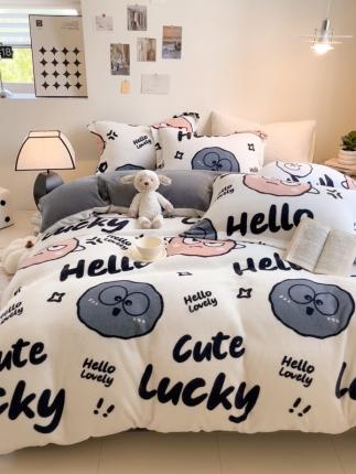 （总）宅部落 2023新款高克重牛奶绒四件套