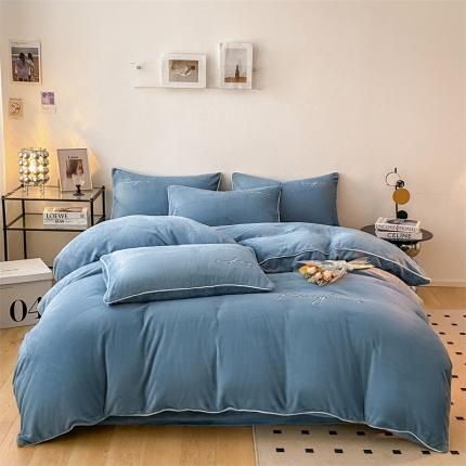 91家纺网 家纺一手货源 找家纺 （总）慕色 2023新款牛奶绒刺绣四件套慕奢绒