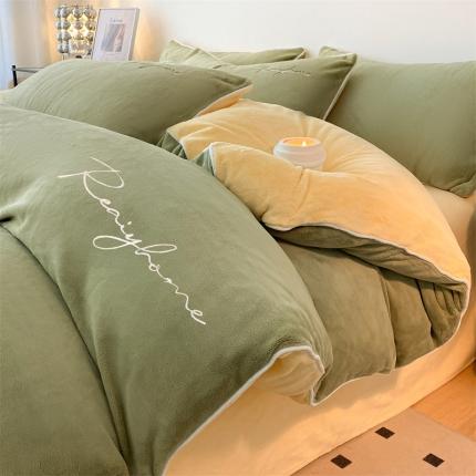 91家纺网 家纺一手货源 找家纺 （总）慕色 2023新款牛奶绒刺绣四件套慕奢绒