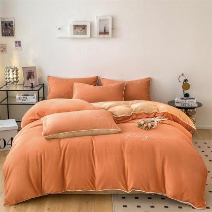 91家纺网 家纺一手货源 找家纺 （总）慕色 2023新款牛奶绒刺绣四件套慕奢绒