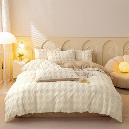 91家纺网 家纺一手货源 找家纺 （总）慕色 2023新款兔毛绒泰迪绒四件套棋盘格绒系列