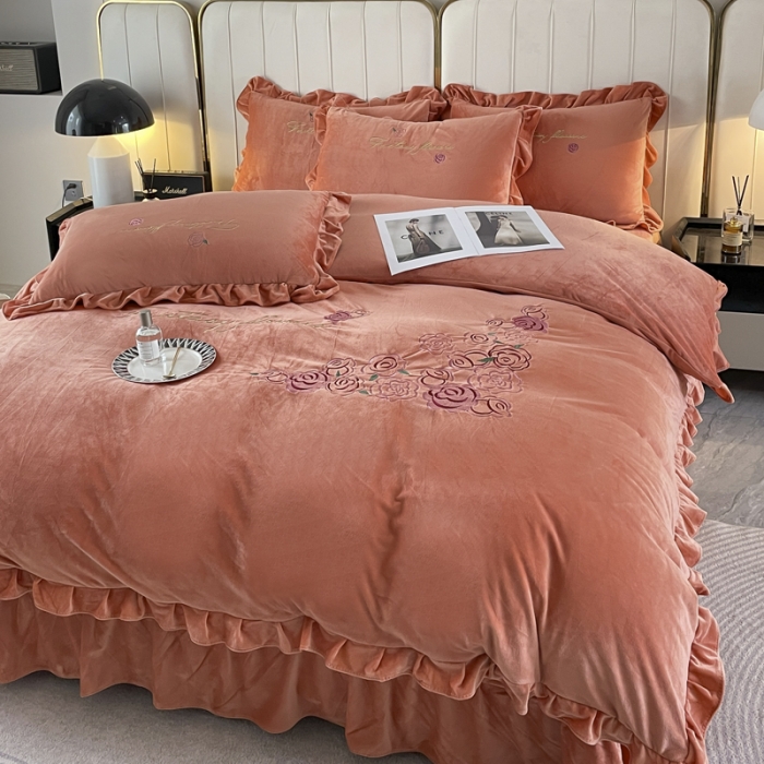 91家纺网 家纺一手货源 找家纺 （总）金米诺 2024新款婴儿绒韩版床单绣花四件套