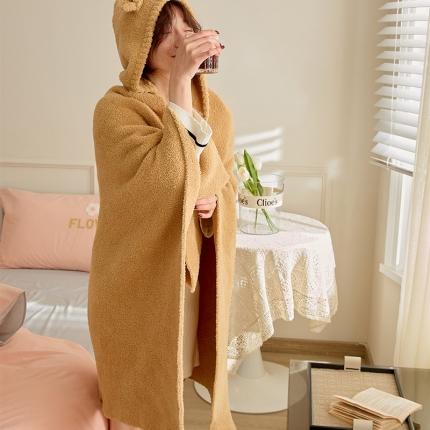 91家纺网 家纺一手货源 找家纺 暖绵绵 2025新款半边绒小熊披肩