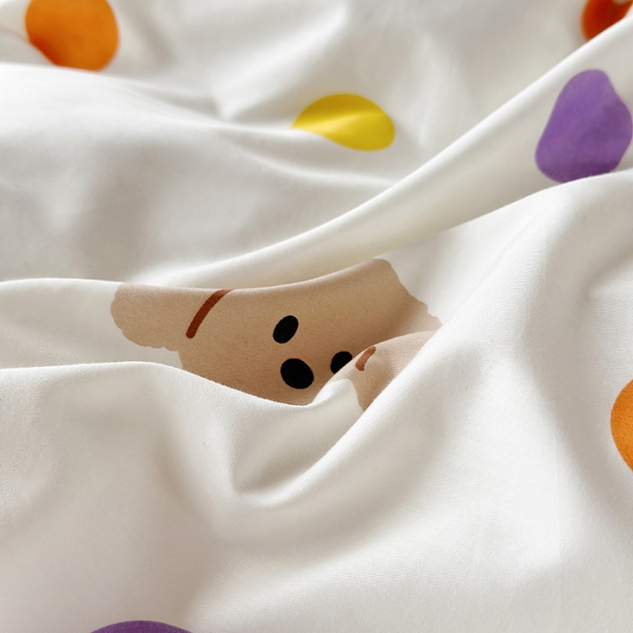 91家纺网 家纺一手货源 找家纺 怡家居 2023新款秋冬棉加豆豆绒印花四件套 彩色小熊