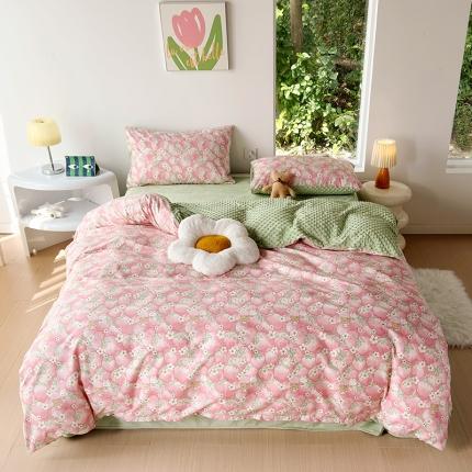 怡家居 2023新款秋冬棉加豆豆绒印花四件套 草莓熊