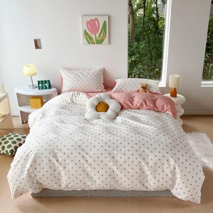 怡家居 2023新款秋冬棉加豆豆绒印花四件套 粉花花