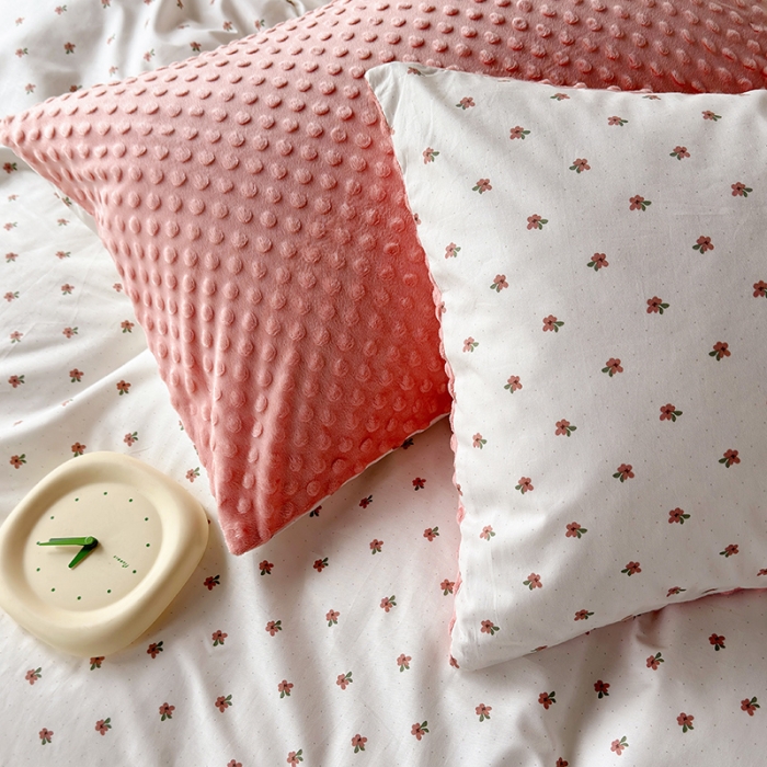 91家纺网 家纺一手货源 找家纺 怡家居 2023新款秋冬棉加豆豆绒印花四件套 粉花花