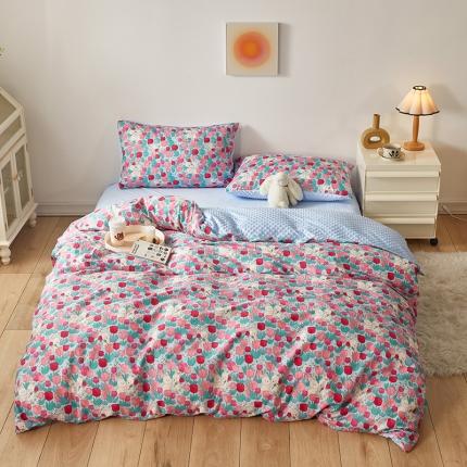 怡家居 2023新款秋冬棉加豆豆绒印花四件套 开心兔