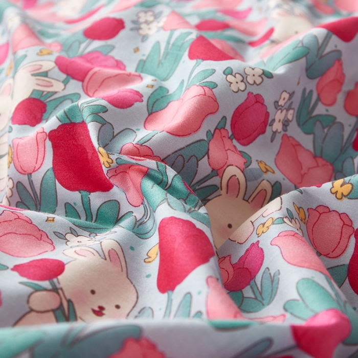 91家纺网 家纺一手货源 找家纺 怡家居 2023新款秋冬棉加豆豆绒印花四件套 开心兔