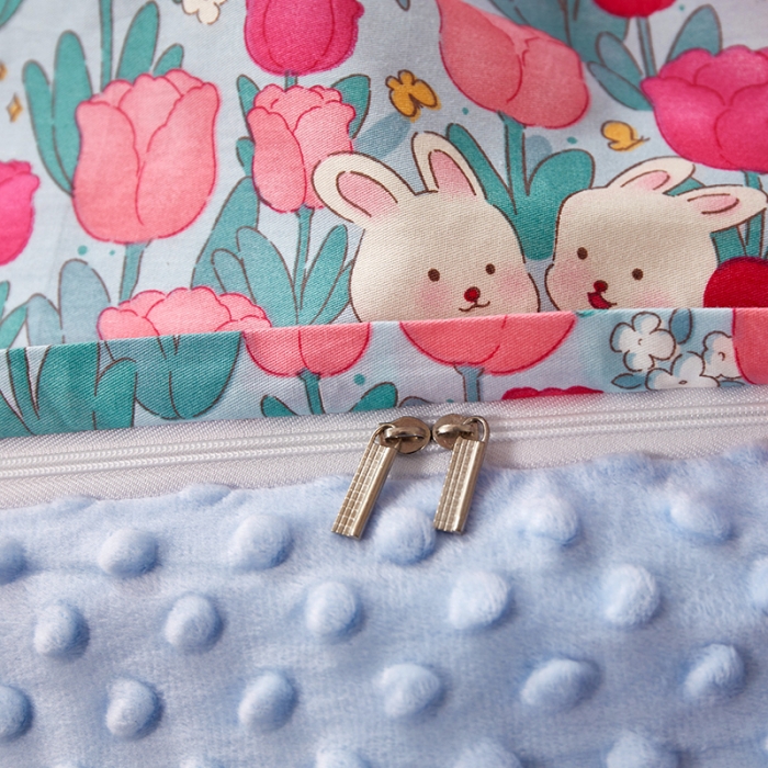 91家纺网 家纺一手货源 找家纺 怡家居 2023新款秋冬棉加豆豆绒印花四件套 开心兔