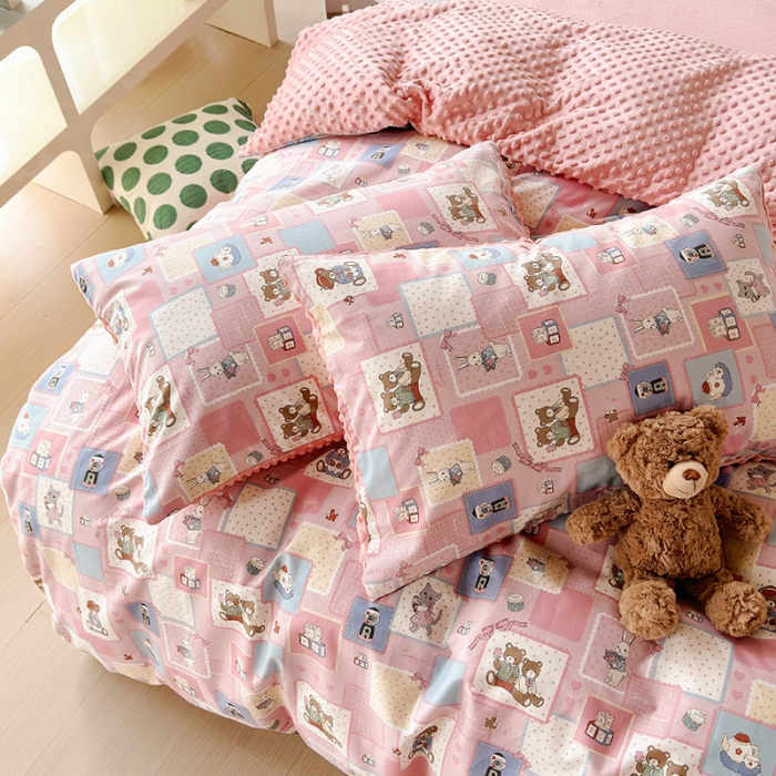 91家纺网 家纺一手货源 找家纺 怡家居 2023新款秋冬棉加豆豆绒印花四件套 米可庄园