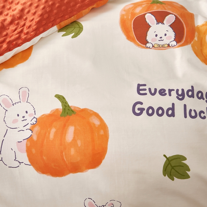 91家纺网 家纺一手货源 找家纺 怡家居 2023新款秋冬棉加豆豆绒印花四件套 南瓜兔