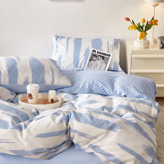 91家纺网 家纺一手货源 找家纺 怡家居 2023新款秋冬棉加豆豆绒印花四件套 拾梦