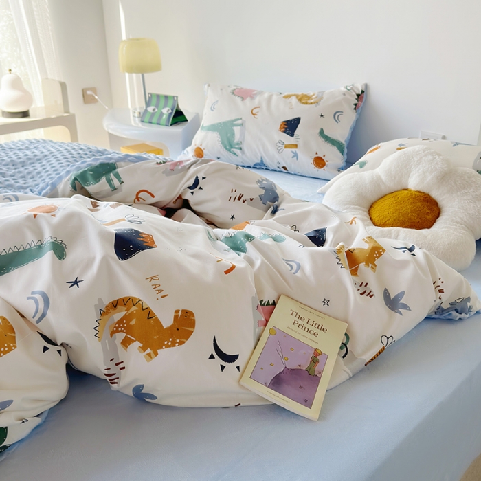 91家纺网 家纺一手货源 找家纺 怡家居 2023新款秋冬棉加豆豆绒印花四件套 小恐龙