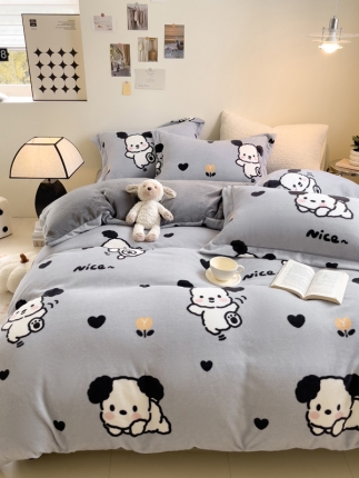 91家纺网 家纺一手货源 找家纺 （总）宅部落 2023新款高克重牛奶绒四件套