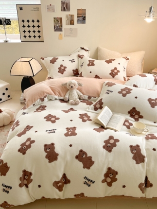 91家纺网 家纺一手货源 找家纺 （总）宅部落 2023新款高克重牛奶绒四件套