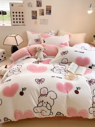 91家纺网 家纺一手货源 找家纺 （总）宅部落 2023新款高克重牛奶绒四件套