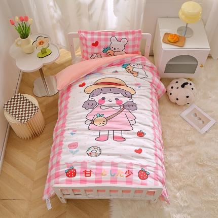 91家纺网 家纺一手货源 找家纺 （总）八零年代 2023新款大版卡通牛奶绒幼儿园三件套宝宝绒保暖套件