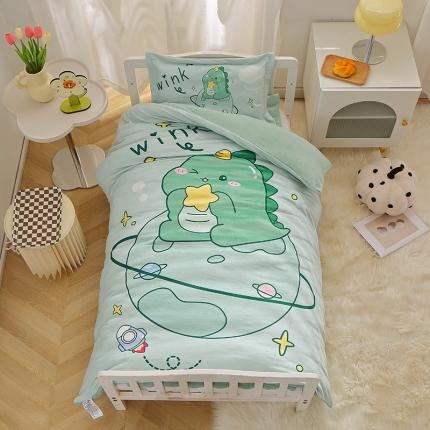 91家纺网 家纺一手货源 找家纺 （总）八零年代 2023新款大版卡通牛奶绒幼儿园三件套宝宝绒保暖套件