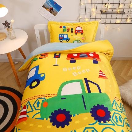 91家纺网 家纺一手货源 找家纺 （总）八零年代 2023新款大版卡通牛奶绒幼儿园三件套宝宝绒保暖套件