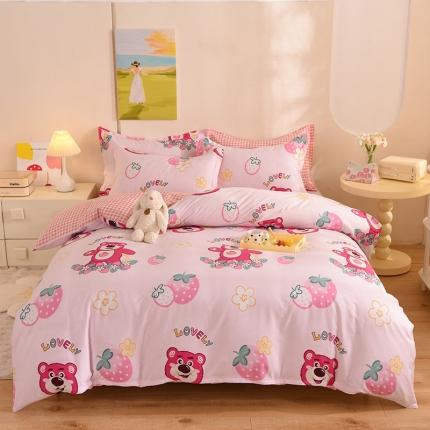 甜之梦 2025新款纯棉印花12868四件套草莓熊