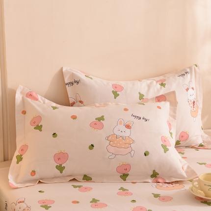 91家纺网 家纺一手货源 找家纺 甜之梦 2025新款12868全棉印花系列单品枕套花园小兔
