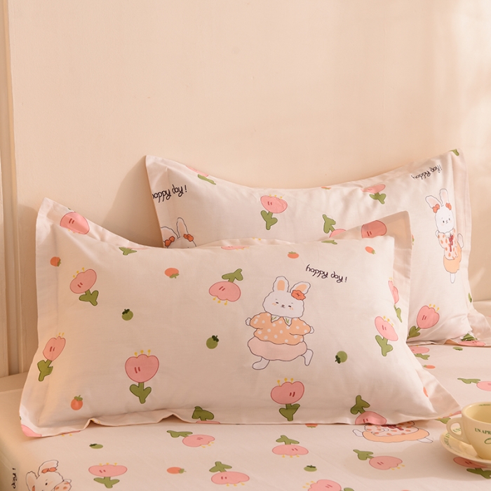 91家纺网 家纺一手货源 找家纺 甜之梦 2025新款12868全棉印花系列单品枕套花园小兔